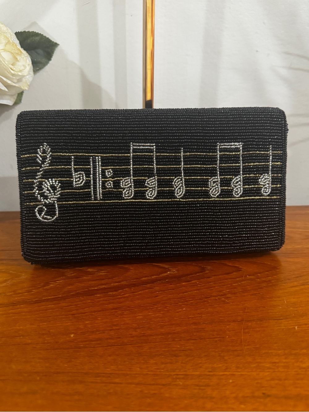 Albert elovitz Black Beaded Music Note Clutch - Picture 2 of 13